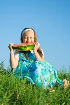 A bite from watermelon Stock Photos
