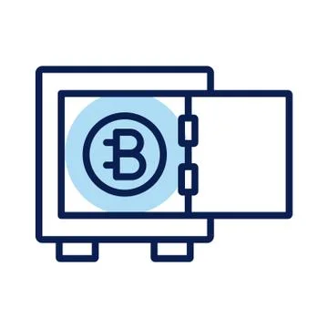 Bitecoin in safe box crypto currency line style icon Stock Illustration