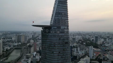 Bitexco Financial Tower Aerial View in Ho Chi Minh City, Vietnam Stock-Footage 335576307