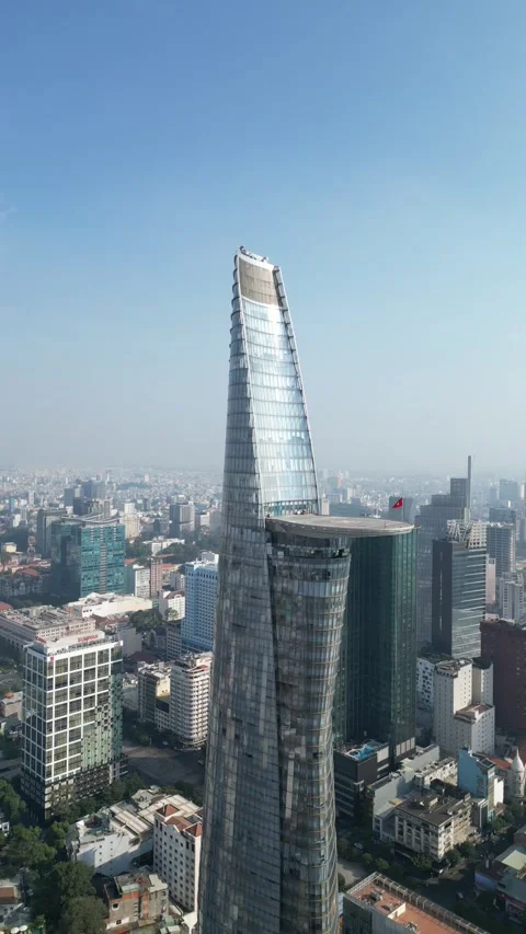 Bitexco Financial Tower Aerial View in Ho Chi Minh City, Vietnam Stock Footage 335578776