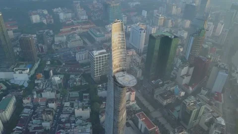 Bitexco tower in Ho Chi Minh city early morning Stock Footage 139665523