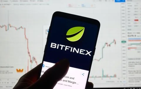 Bitfinex cryptocurrency exchange logo Stock Photos