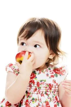 Biting red apple Stock Photos