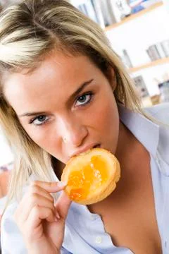 Biting slice Stock Photos