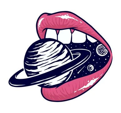 Biting the universe vector illustration hand drawn Stock Illustration