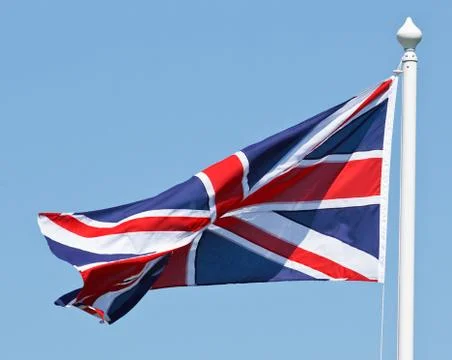Bitish national flag on flagpole Stock Photos