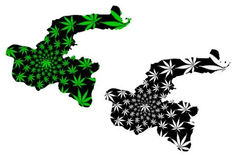 Bitlis (Provinces of the Republic of Turkey) map is designed cannabis leaf gr Stock Illustration