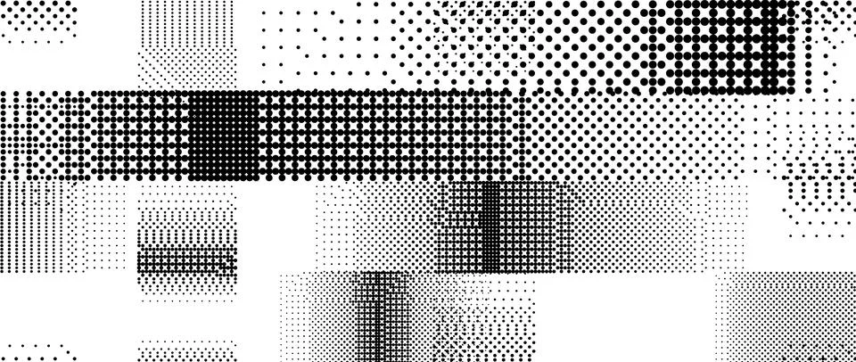 Bitmap grunge striped pattern. Glitched pixelated halftone texture. Dithered Illustrazione stock