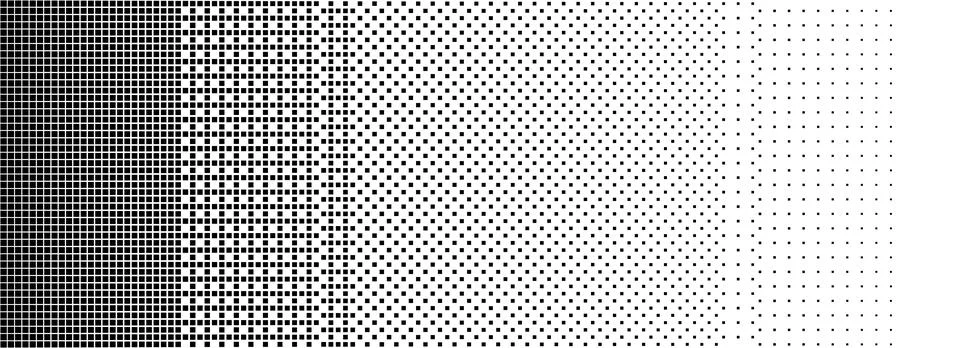 Bitmap halftone texture background. Square dot faded gradation wallpaper. Black Stock Illustration