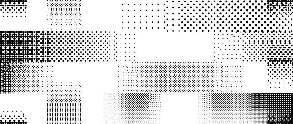 Bitmap pixelated striped pattern. Glitched halftone grunge texture. Dithered Illustrazione stock