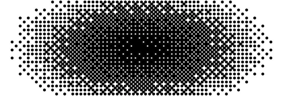 Bitmap radial gradient texture. Black and white dither oval pattern background Stock Illustration