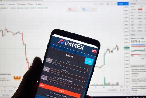 Bitmex cryptocurrency exchange logo Stock Photos