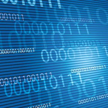 Bits and Bytes On a Blue Background 스톡 일러스트