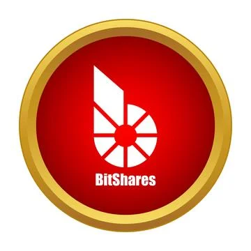 Bitshares cryptocurrency logo icon on red button Illustrazione stock