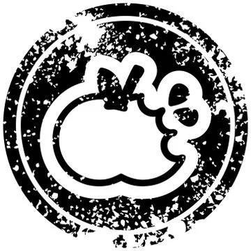 Bitten apple distressed icon Stock Illustration