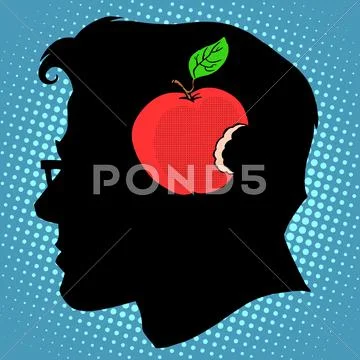 Bitten Apple in mind a business concept knowledge Stock Illustration