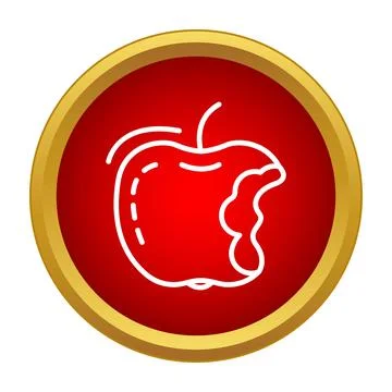 Bitten apple outline icon creating abstract logo Stock Illustration
