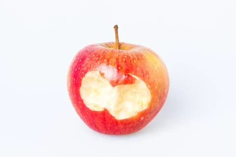 Bitten apple over white Stock Photos