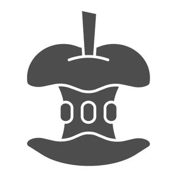 Bitten apple solid icon. Apple core vector illustration isolated on white. Fruit イラスト素材