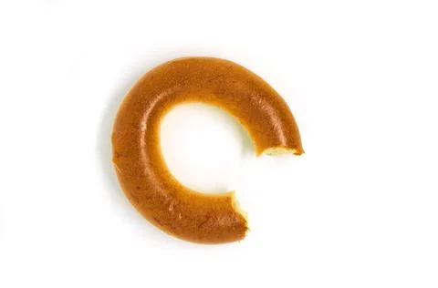 A bitten bagel isolated on a white background Stock Photos