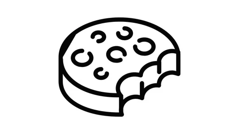 Bitten biscuit icon animation Stock Footage 152641272