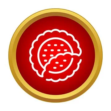 Bitten biscuit snack icon with red gold symbol Stock Illustration