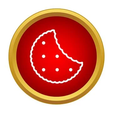 Bitten biscuit snack on red circle icon イラスト素材
