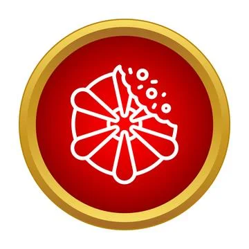 Bitten biscuit with sprinkles on red background icon Stock Illustration