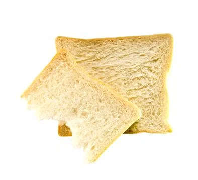 Bitten bread isolated on white background. Stock Photos