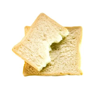 Bitten bread isolated on white background. Stock Photos