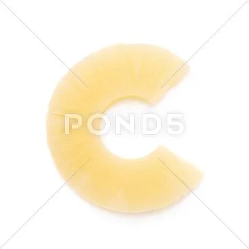 Bitten canned pineapple isolated over white background Stock Photos