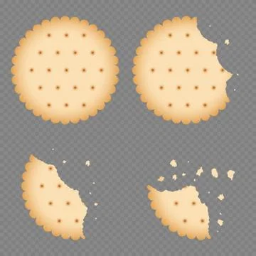 Bitten chip biscuit cookie, cracker イラスト素材