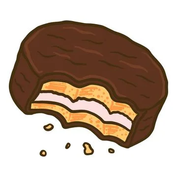 Bitten choco biscuit icon, hand drawn style Illustrazione stock