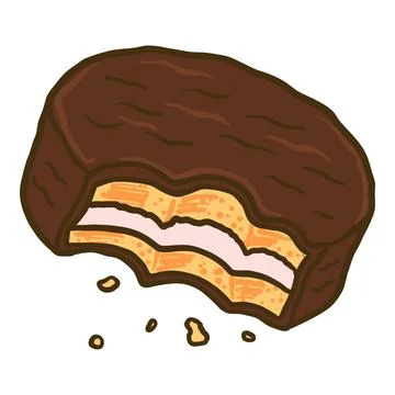 Bitten choco biscuit icon, hand drawn style Stock Illustration