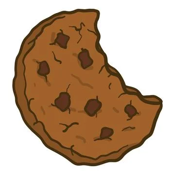 Bitten choco cookie icon, hand drawn style Stock Illustration