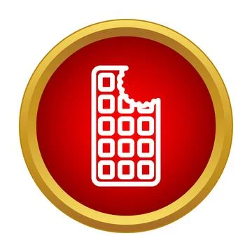 Bitten chocolate bar icon on red button Stock Illustration