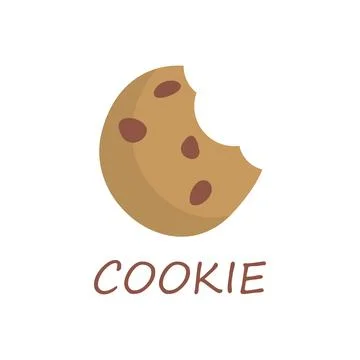Bitten Chocolate Chip Cookie Cartoon Vector Icon with Handwritten Text Stock Illustration