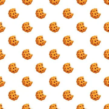 Bitten chocolate chip cookies creating a sweet pattern 스톡 일러스트
