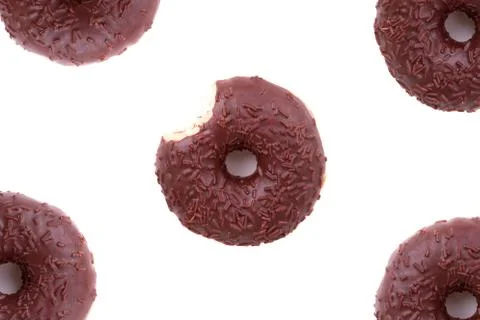 Bitten chocolate donut Stock Photos