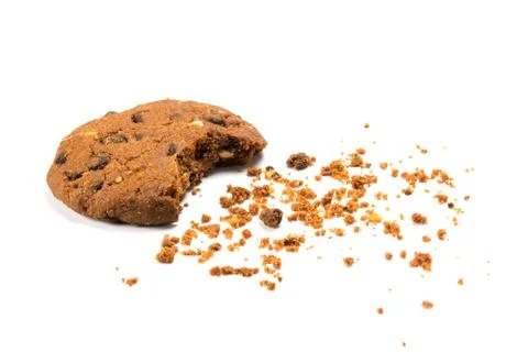 A bitten cookie with crumbs Stock Photos