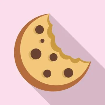 Bitten cookie icon, flat style Illustrazione stock