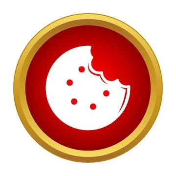 Bitten cookie icon inside red gold button イラスト素材