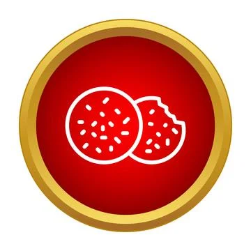 Bitten cookie line icon inside circle Stock Illustration