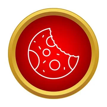 Bitten cookie simple icon inside red circle Stock Illustration