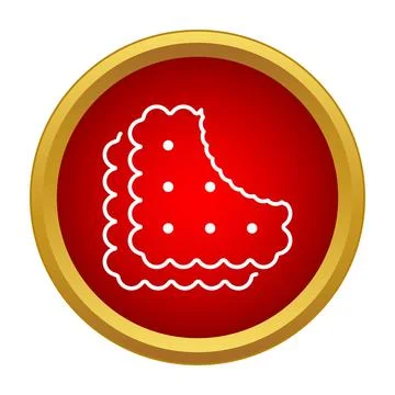 Bitten cracker biscuit snack icon on red circle Stock Illustration