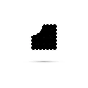 Bitten cracker with teeth prints. Black logo on white background, simple emblem. Stock Illustration