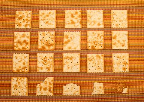 Bitten crackers background Stock Photos