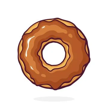 Bitten Donut with Chocolate Glaze. Vector illustration. Dessert Street Food Stock Illustration