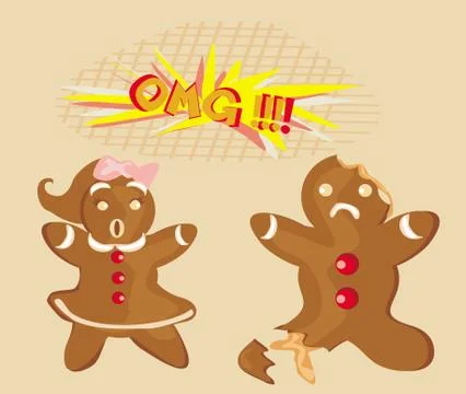 Bitten gingerbread man. Stock Illustration