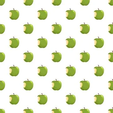 Bitten green apple seamless pattern vector illustration イラスト素材